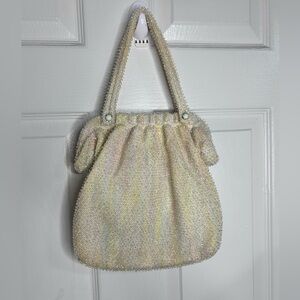 Vintage 1940’s cordé Beaded Clutch Purse Bag W/ Coin Purse Pastel Glitter Color